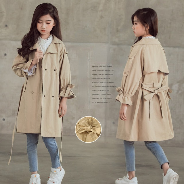 Spring Trench Coat For Girls