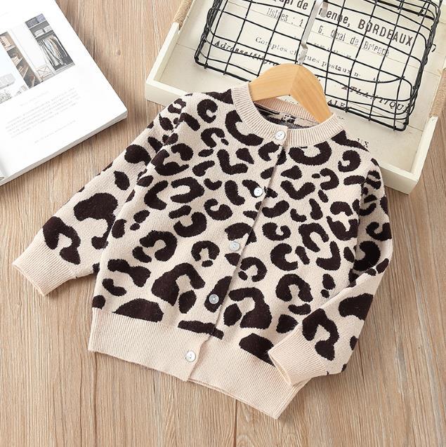 Leopard Print Sweater Jacket for Girls