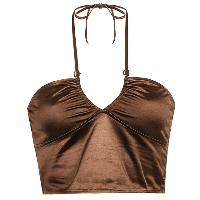 Vintage Y2k Halter Crop Top for Women