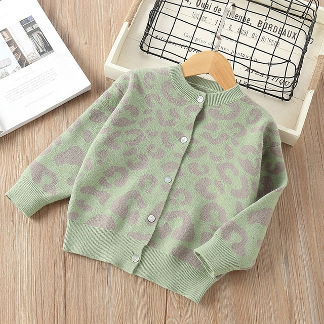 Leopard Print Sweater Jacket for Girls