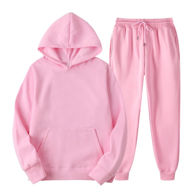 Pure Color Hoodie Sweatshirt and Pants Unisex
