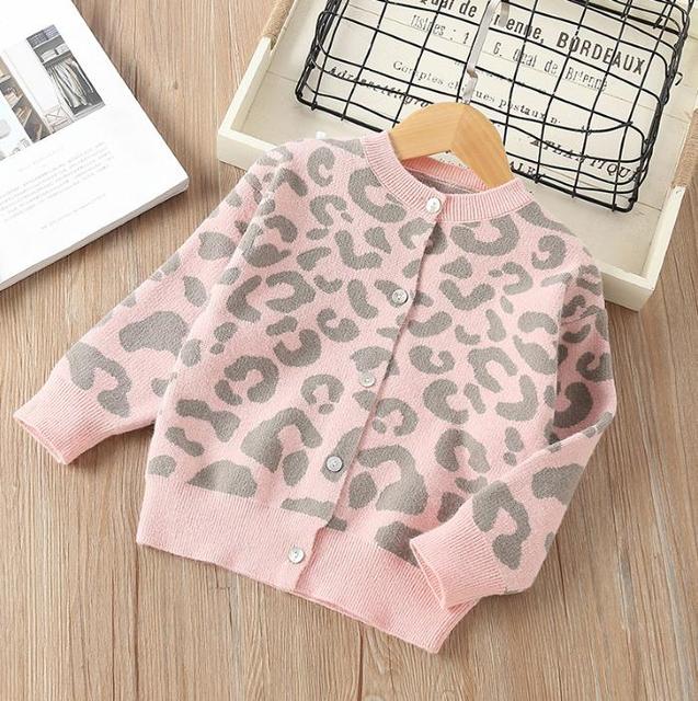 Leopard Print Sweater Jacket for Girls