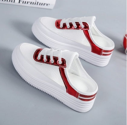 Half Slippers Women Mesh Surface Hollow