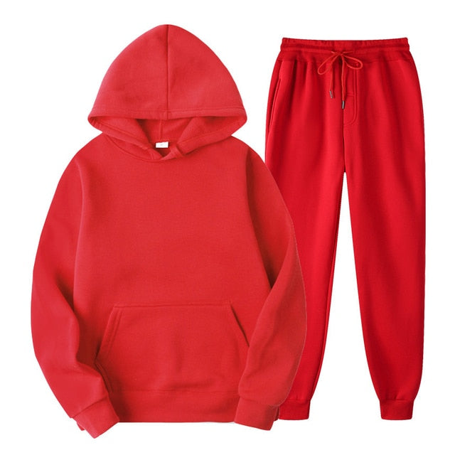 Pure Color Hoodie Sweatshirt and Pants Unisex