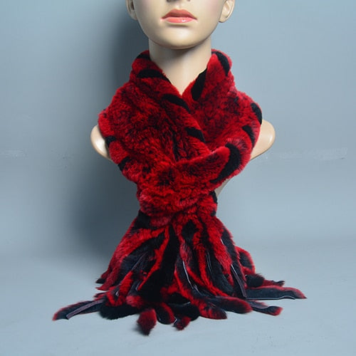 Fur Tassel Scarves Natural Warm Scarf
