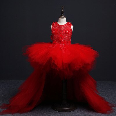 Long Back Layered Flower Girl Dress