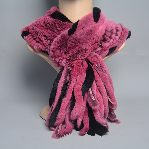 Fur Tassel Scarves Natural Warm Scarf