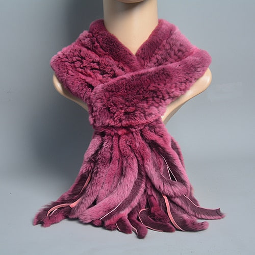Fur Tassel Scarves Natural Warm Scarf
