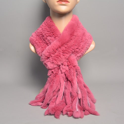 Fur Tassel Scarves Natural Warm Scarf