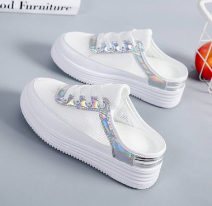 Half Slippers Women Mesh Surface Hollow