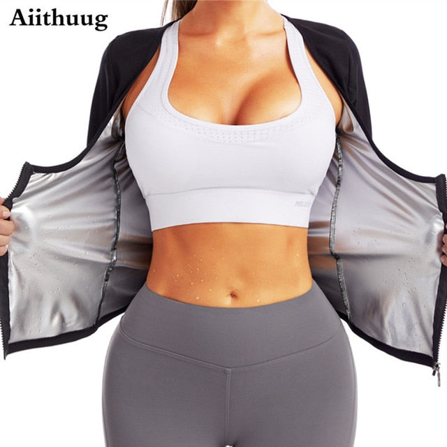 Sauna Sweat Tops With Zipper Slim Body Suits