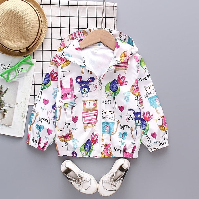 Cartoon Print Jacket Coat for Girls