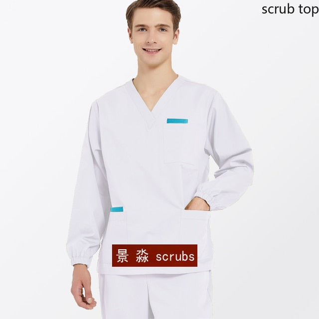 V Neck Long Sleeve Medical Uniform Scrub Top
