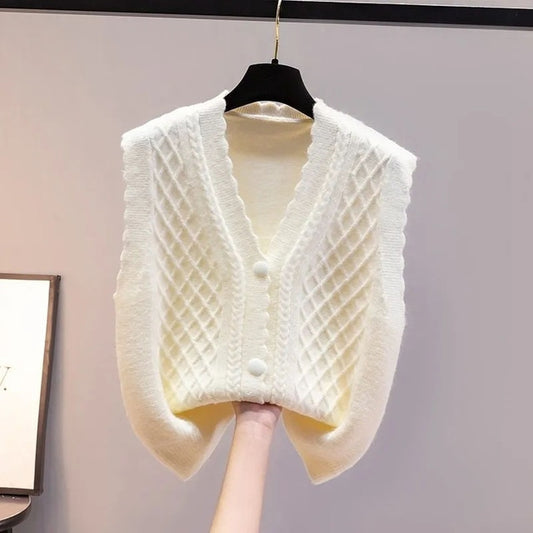 Knit Cardigan V-neck Sleeveless Sweater Vest