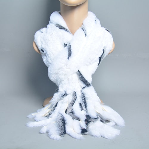 Fur Tassel Scarves Natural Warm Scarf