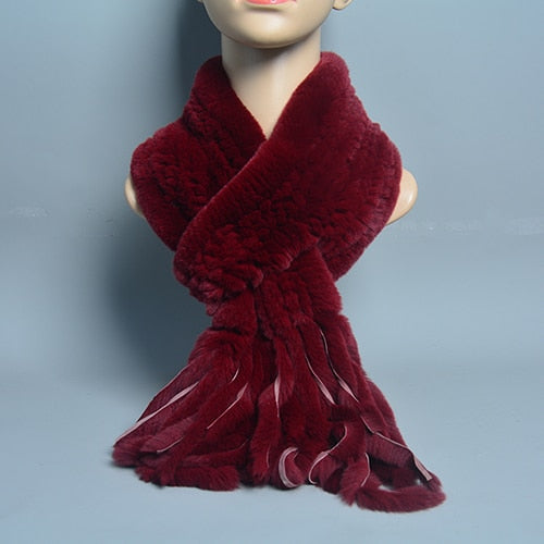Fur Tassel Scarves Natural Warm Scarf