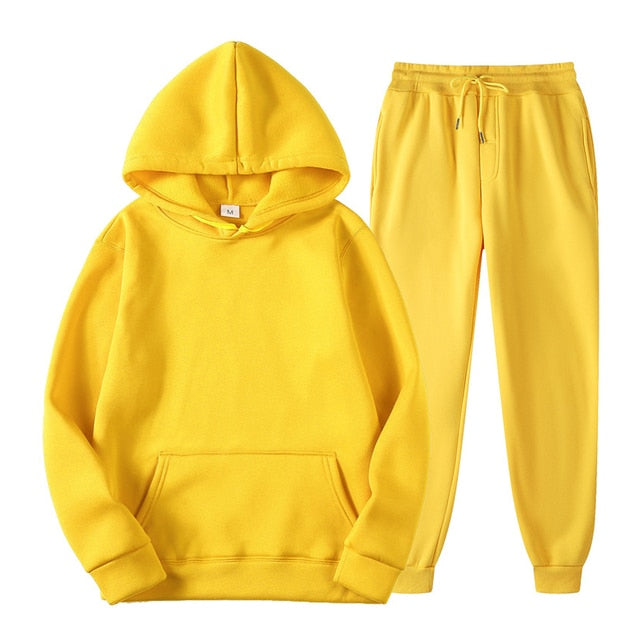 Pure Color Hoodie Sweatshirt and Pants Unisex