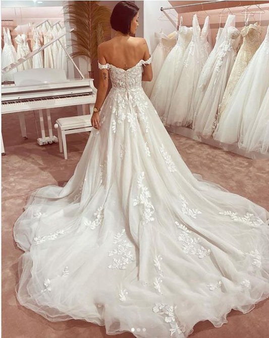 Off the Shoulder Lace Bridal Wedding Dress