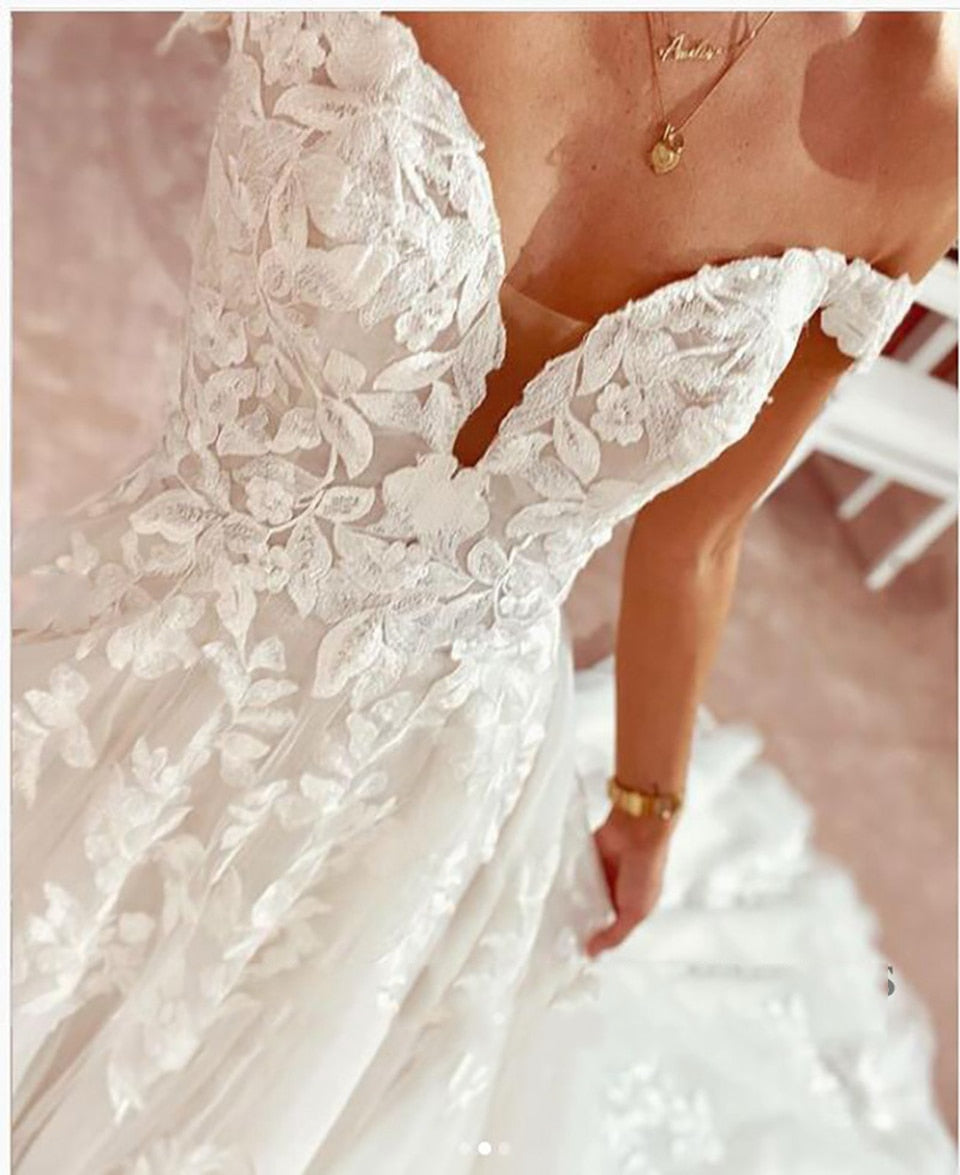 Off the Shoulder Lace Bridal Wedding Dress