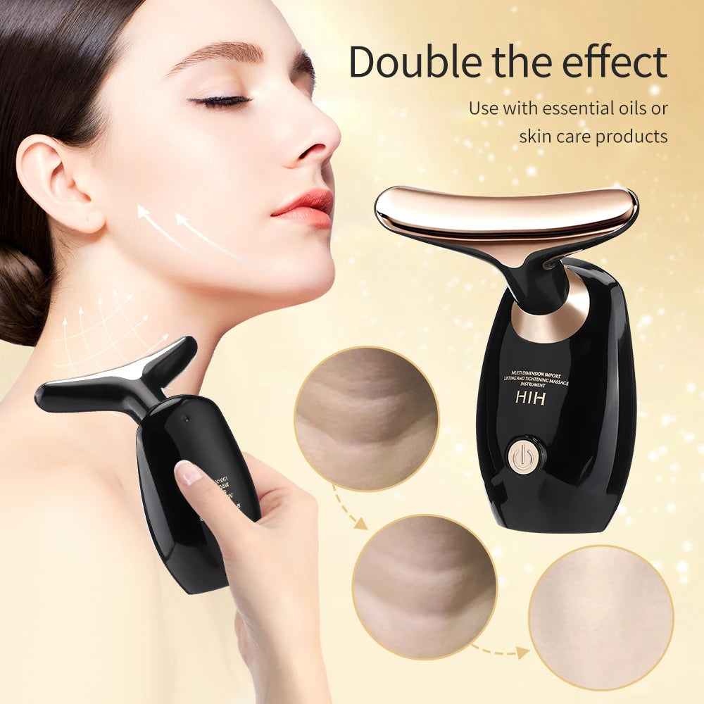 Skin Rejuvenating Multifunctional, Neck, Face Lifting, And Tightening Anti Aging Facial Sonic Vibration, Heating, Massager, Beauty Device, Perfect Gift