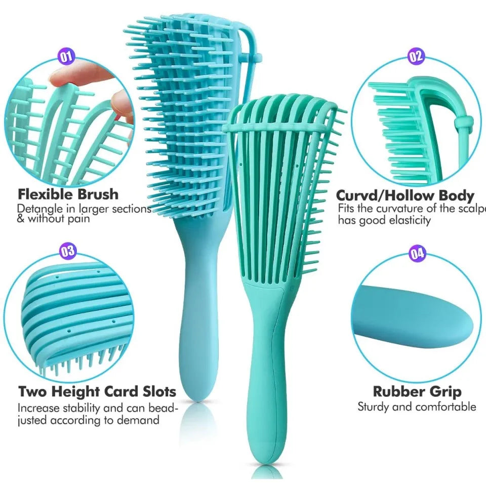 Detangling Exfoliating Hair Brush Massager Hair Comb for Curly Natural Hair, Afro America/African Hair Textured 3a to 4c Kinky Wavy/Curly/Wet/Dry/Oil/Thick/Long Hair for Men Women and Children.