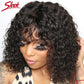 Brazilian Jerry Curly Short Bob Human Hair Wigs With Bangs Full Machine Wig Human Hair Wig Highlight Water Wave Wig For Women