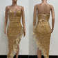 Elegant Feathers High Split Birthday Party Glitter Sequins Maxi Dress Women Night Club Wedding Evening Prom Dresses Robe