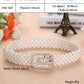 1pc Women's Elastic Waist Belt With Gold Buckle And Five Rows Of Faux Pearls, Sweet And Fashionable