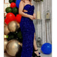 Backless Velvet Sequin Sleeveless Stretch Women Dresses Split Strapless Evening Prom Gown Summer Party Dress