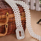1pc Women's Elastic Waist Belt With Gold Buckle And Five Rows Of Faux Pearls, Sweet And Fashionable
