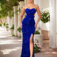 Backless Velvet Sequin Sleeveless Stretch Women Dresses Split Strapless Evening Prom Gown Summer Party Dress