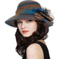 Elegant Floral Organza Church Wedding Hat for Women – Wide Brim Kentucky Derby Tea Party Hat with Adjustable Fit, Lightweight Summer Sun Hat