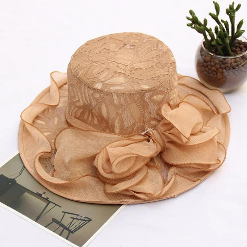 New Summer Organza Church Derby Hat – Women’s Fascinator Bow Cap for Tea Party & Wedding
