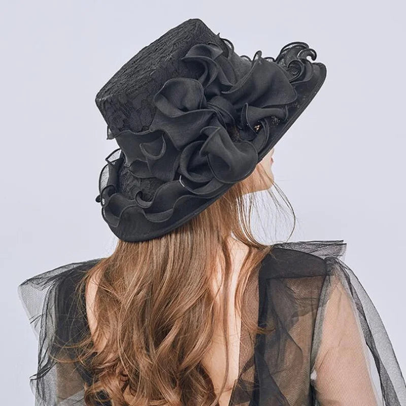 New Summer Organza Church Derby Hat – Women’s Fascinator Bow Cap for Tea Party & Wedding