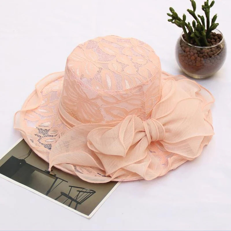 New Summer Organza Church Derby Hat – Women’s Fascinator Bow Cap for Tea Party & Wedding