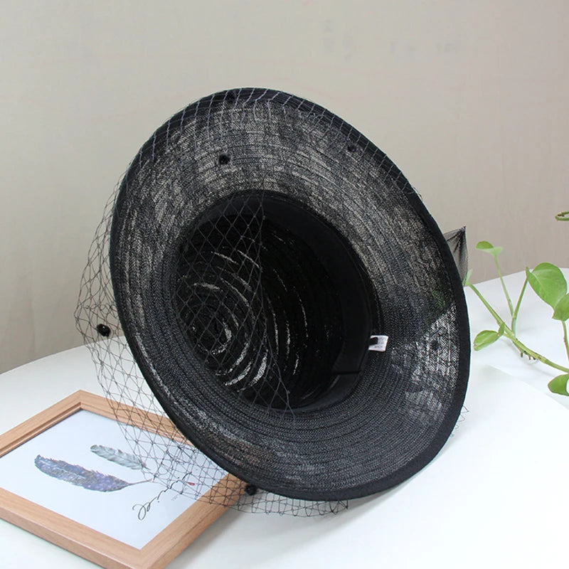 Elegant Women’s Organza Sun Hat – Wide Brim Travel Beach Cap, Party Bucket Hat for Summer
