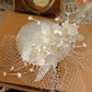 Mini White Satin Fascinator Hair Clip – Women’s Flower & Pearl Headpiece for Bridesmaids, Church, Dance Shows & Tea Parties
