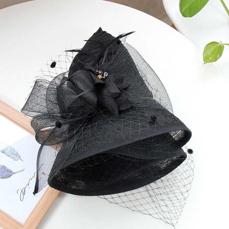 Elegant Women’s Organza Sun Hat – Wide Brim Travel Beach Cap, Party Bucket Hat for Summer