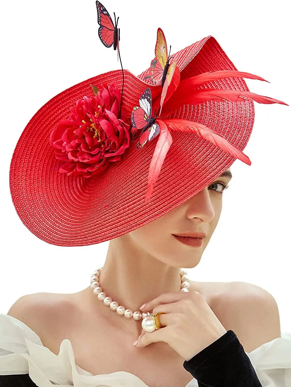 Elegant Butterfly & Floral Fascinator Hat – Women’s Tea Party, Kentucky Derby, Church Pillbox Headpiece with Headband