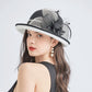 Elegant Summer Straw Hat for Women – Retro Curl Brim Sunbonnet with Flower, Outdoor Beach Sunshade, Party & Church Hat