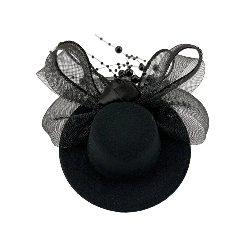 1920s Vintage Yarn Top Hat Hairpin – Elegant Bride Hair Clip & Y2K Cosplay Headpiece for Halloween, Weddings & Parties