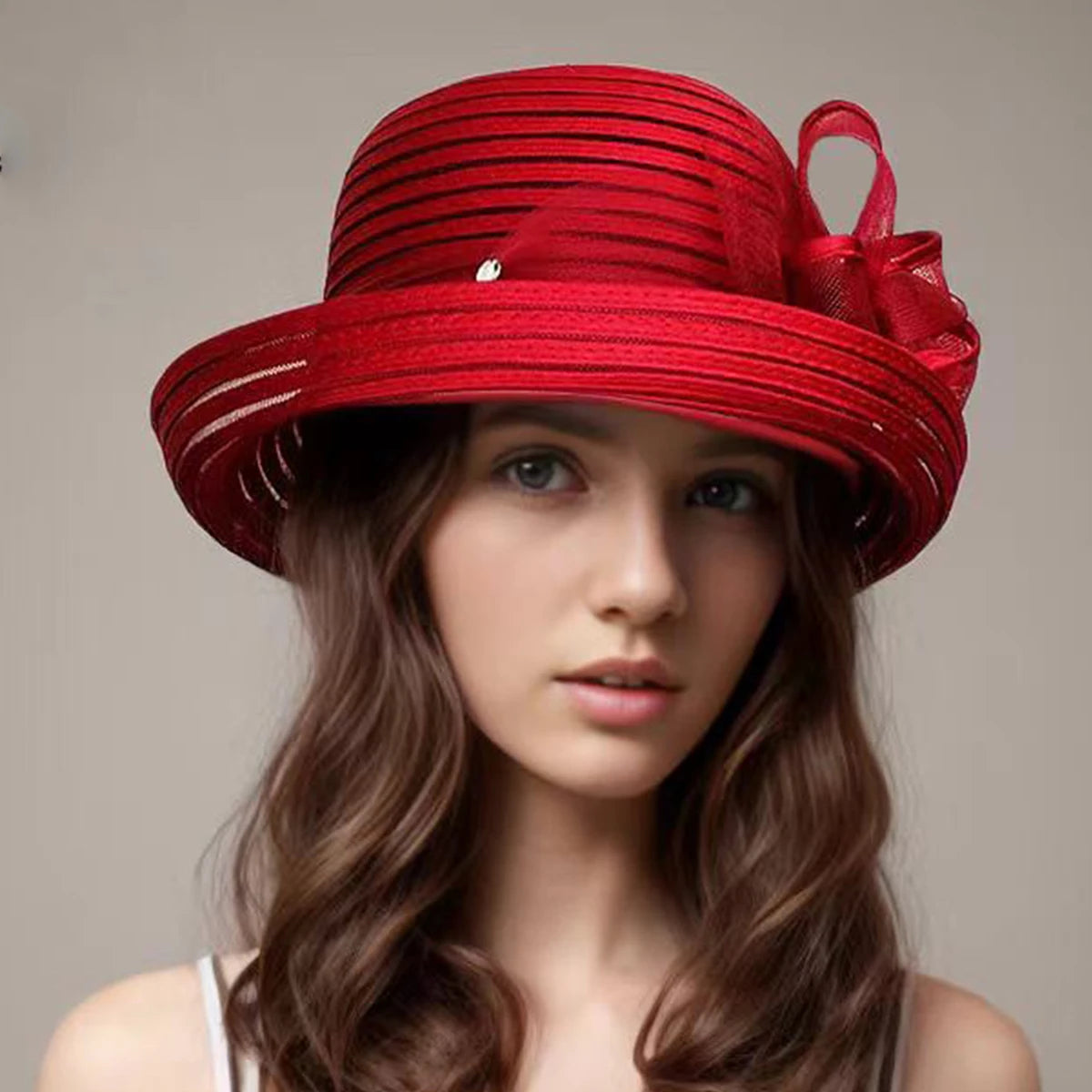 Women’s Rolled Edge Mesh Sun Hat – Fabric Flower Decoration, Breathable Sunshade Sports & Leisure Cap