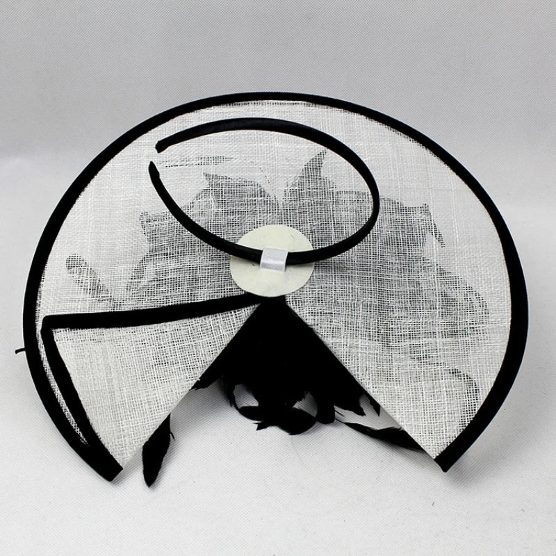Women’s Chic Sinamay Fascinator Hat – Elegant Feather Cocktail Wedding Party Headpiece with Birdcage Veil & Detachable Clip