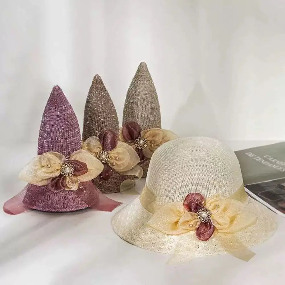 2025 Summer Women’s Sun Protection Straw Hat – Wide Brim Panama Beach Cap with Bowknot Ribbon for Ladies & Girls Outdoor
