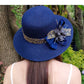Fashion Women’s Summer Straw Sun Hat – Lace Bowknot & Flower Ribbon Flat Top Beach Bucket Cap Panama Style