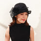 Elegant Court Linen Rose Fascinator Hat – Women’s Large Brim Summer Sun Hat for Weddings, Banquets, Kentucky Derby & Formal Events