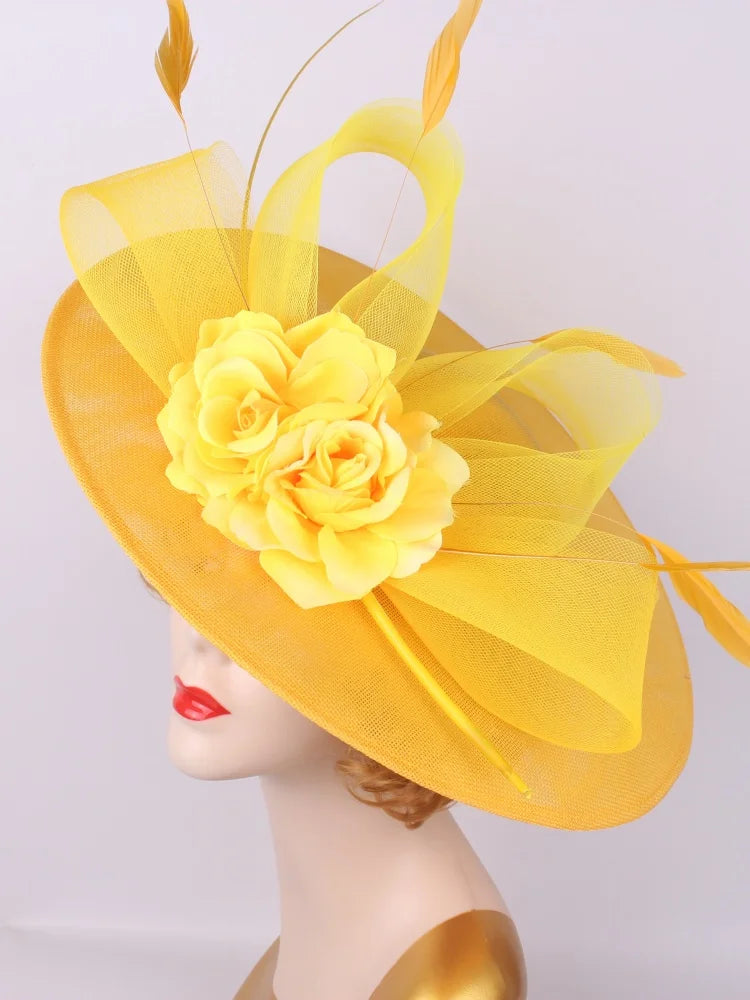 Women’s Large Flower Fascinator Hat – Elegant Church & Kentucky Derby Millinery for Weddings and Formal Events