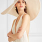 2025 Elegant Women’s Raffia Wide Brim Sun Hat with Long Ribbon – Oversized Dome Beach Hat for Travel, Vacation & UV Protection