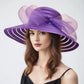 Women’s Organza Mesh Wide Brim Hat – Elegant Ruffle Sun Hat for Summer, Wedding, Bridal, Beach & Party