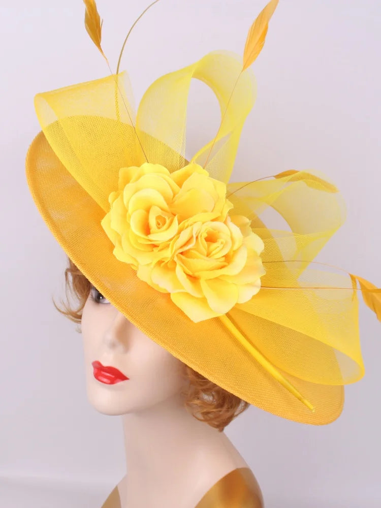 Women’s Large Flower Fascinator Hat – Elegant Church & Kentucky Derby Millinery for Weddings and Formal Events
